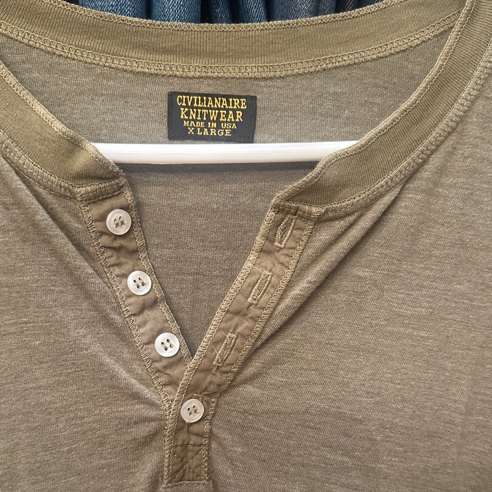 Men's Khaki Long Sleeve Henley